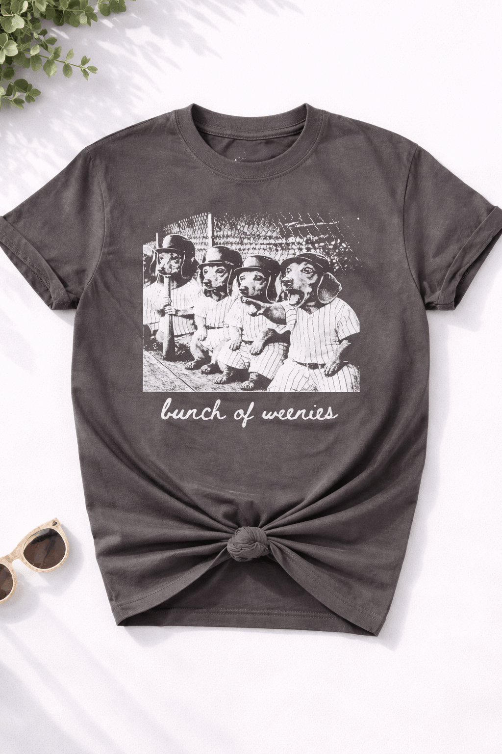 Plus/Reg Short Sleeve Baseball "Bunch Of Weenies" Graphic Tee - Freckled Poppy