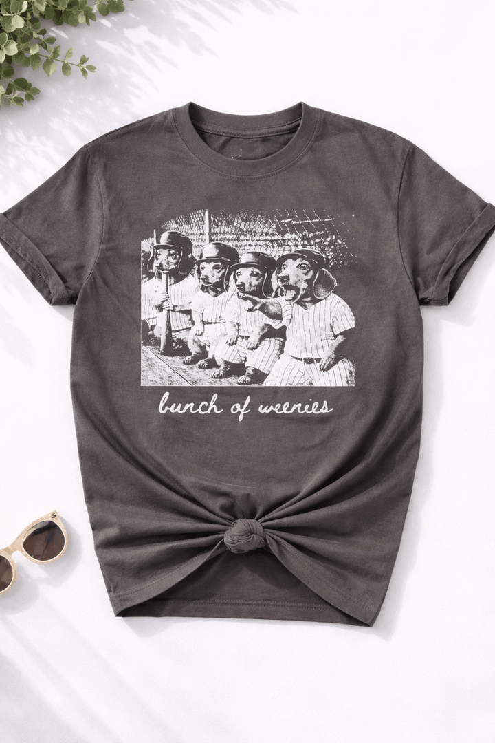 Plus/Reg Short Sleeve Baseball "Bunch Of Weenies" Graphic Tee - Freckled Poppy
