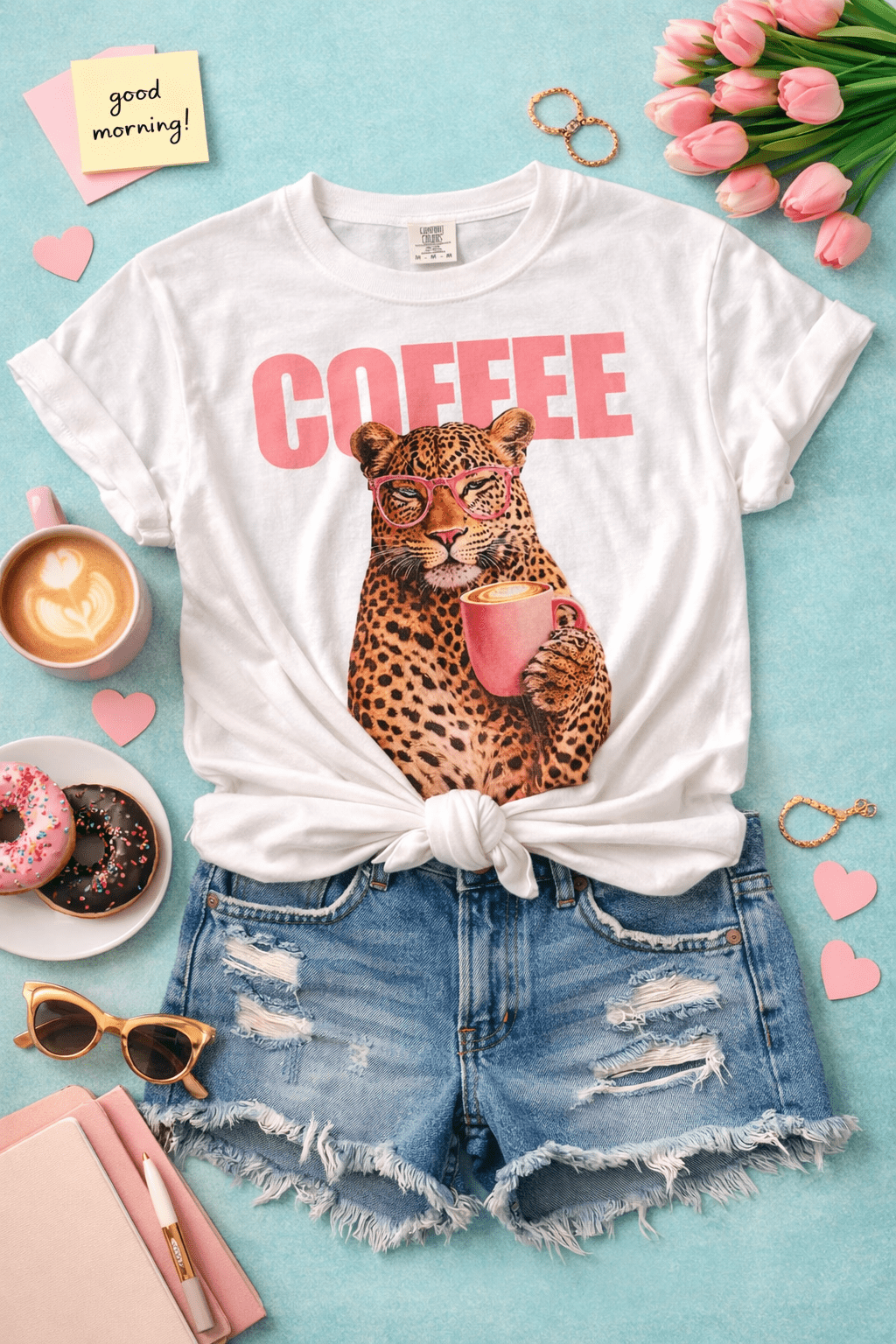Plus/Reg Short Sleeve "Coffee" Graphic Tee - Freckled Poppy