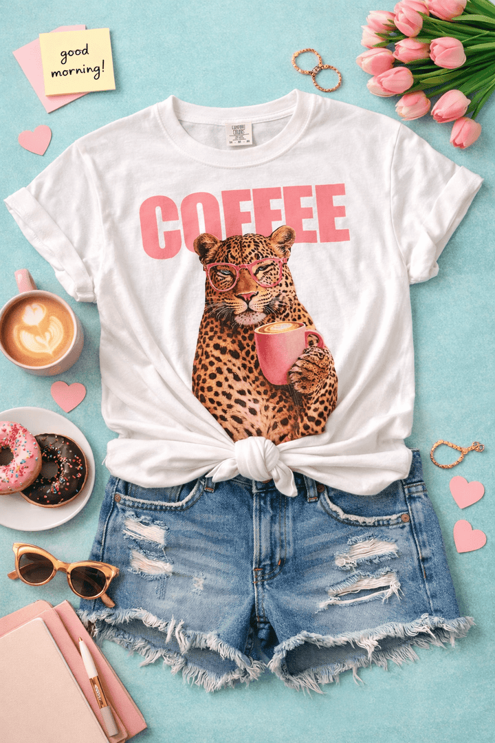 Plus/Reg Short Sleeve "Coffee" Graphic Tee - Freckled Poppy