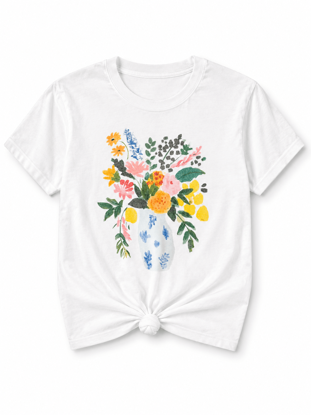 Plus/Reg Short Sleeve Floral Vase Graphic Tee - Freckled Poppy