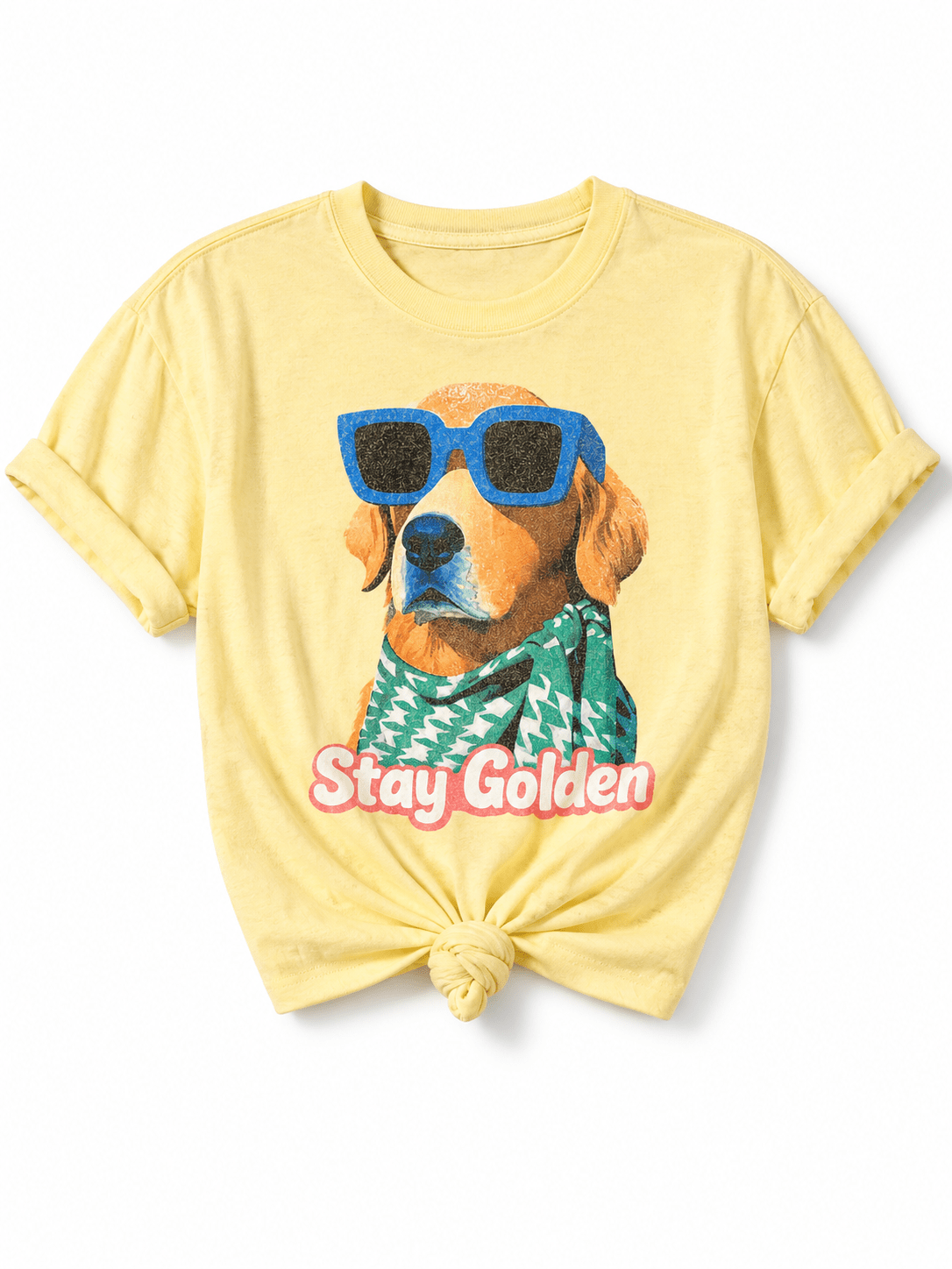 Plus/Reg Short Sleeve "Stay Golden" Retriever Graphic Tee - Freckled Poppy