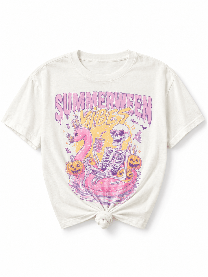 Plus/Reg Short Sleeve "Summerween Vibes" Graphic Tee - Freckled Poppy