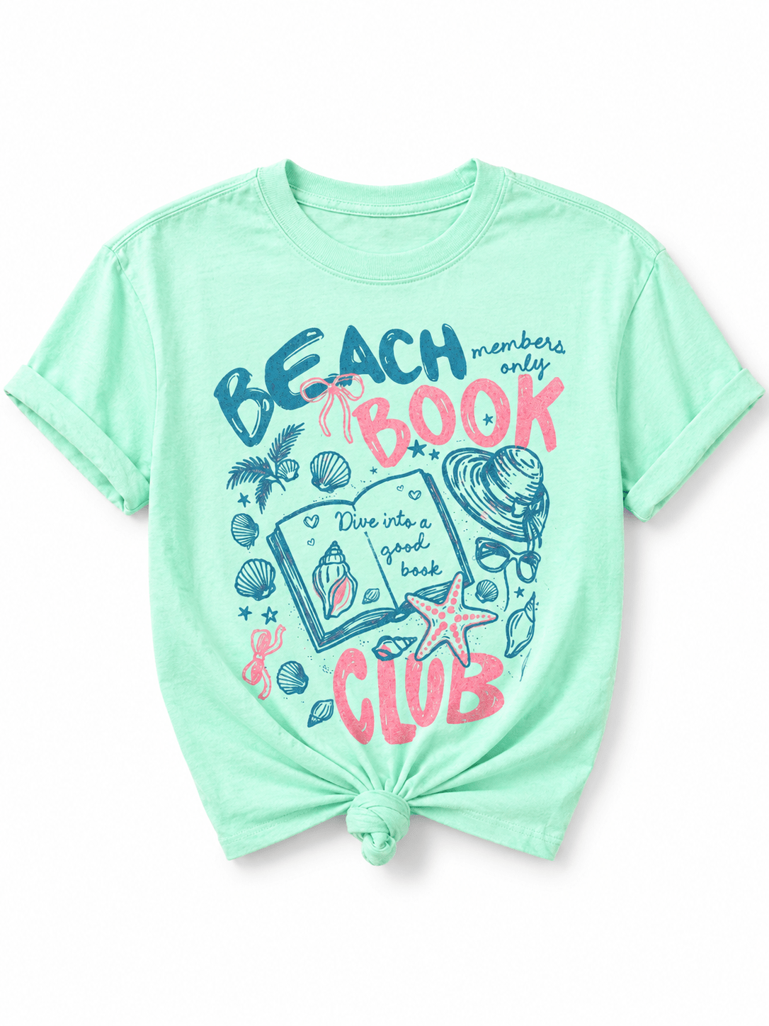 Plus/Reg Short Sleeve "Beach Book Club" Graphic Tee - Freckled Poppy