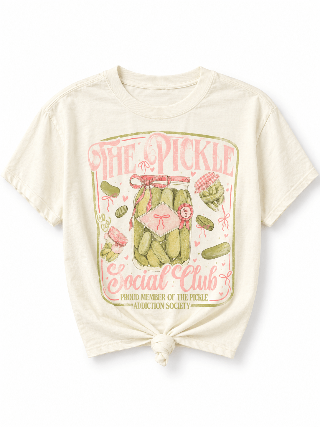 Plus/Reg Short Sleeve "The Pickle Social Club" Graphic Tee - Freckled Poppy