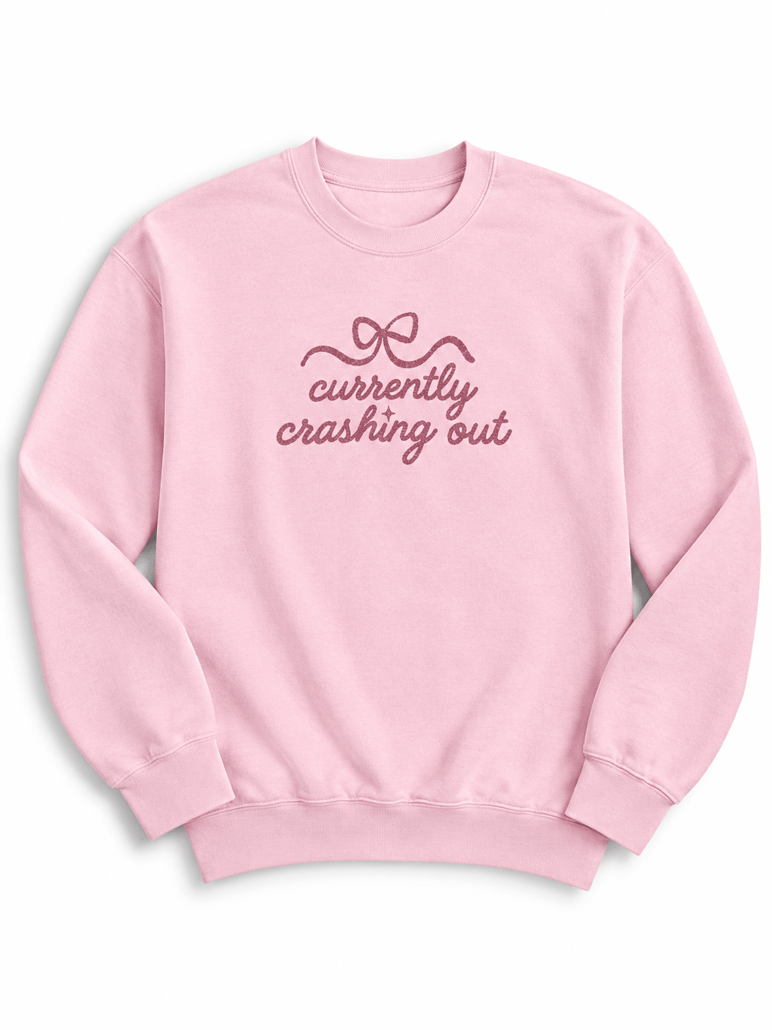 Plus/Reg Long Sleeve "Currently Crashing Out" Graphic Sweatshirt - Freckled Poppy