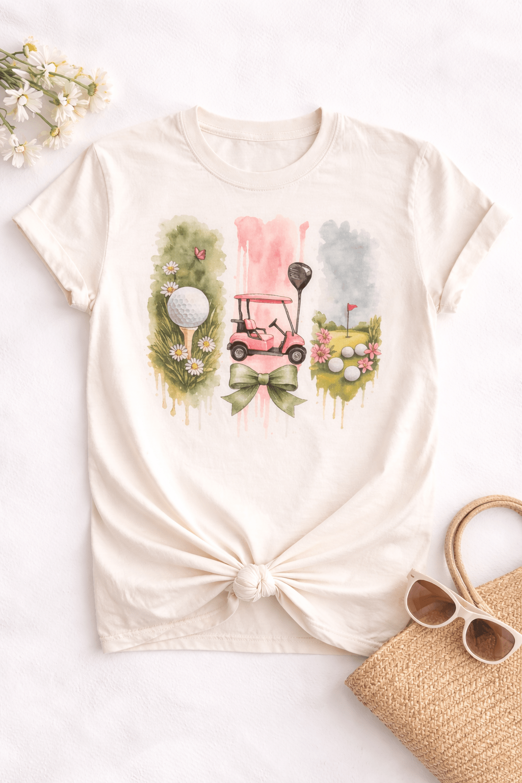 Plus/Reg Short Sleeve "Golf Day" Graphic Tee - Freckled Poppy