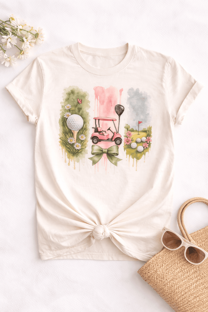 Plus/Reg Short Sleeve "Golf Day" Graphic Tee - Freckled Poppy