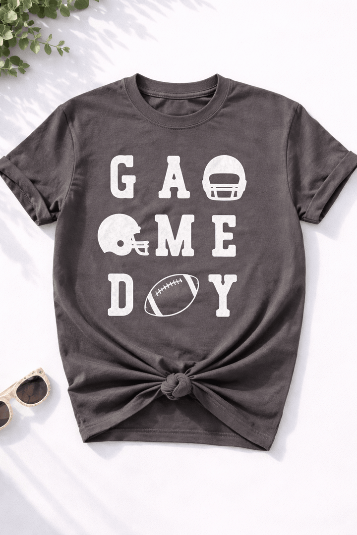 Plus/Reg Short Sleeve Football "Gameday" Graphic Tee - Freckled Poppy