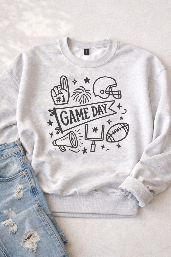 Plus/Reg Long Sleeve Football "Gameday" Graphic Sweatshirt