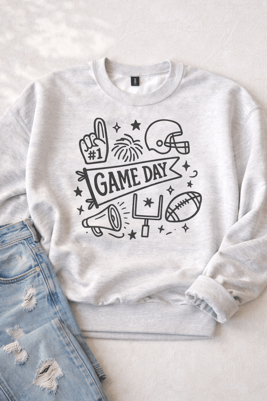 Plus/Reg Long Sleeve Football "Gameday" Graphic Sweatshirt - Freckled Poppy