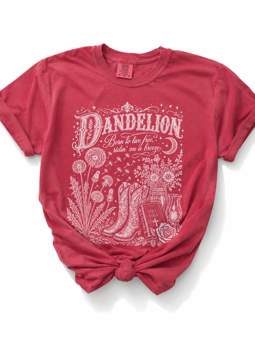 Plus/Reg Short Sleeve "Dandelion Born To Be Free" Western Graphic Tee - Freckled Poppy