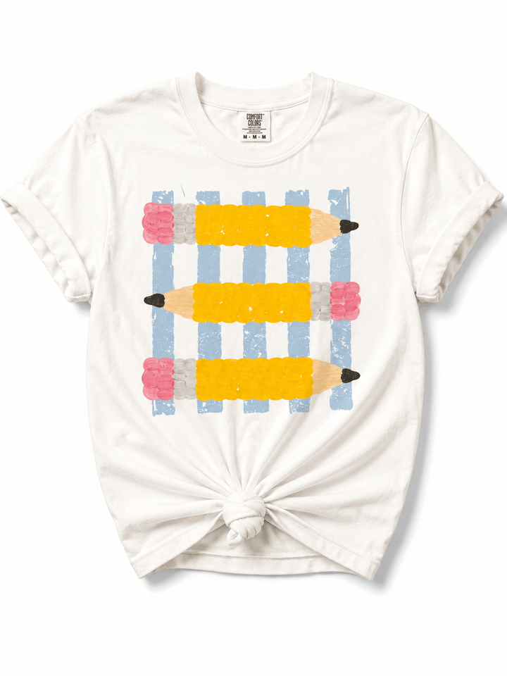 Plus/Reg Short Sleeve School Pencils Graphic Tee - Freckled Poppy