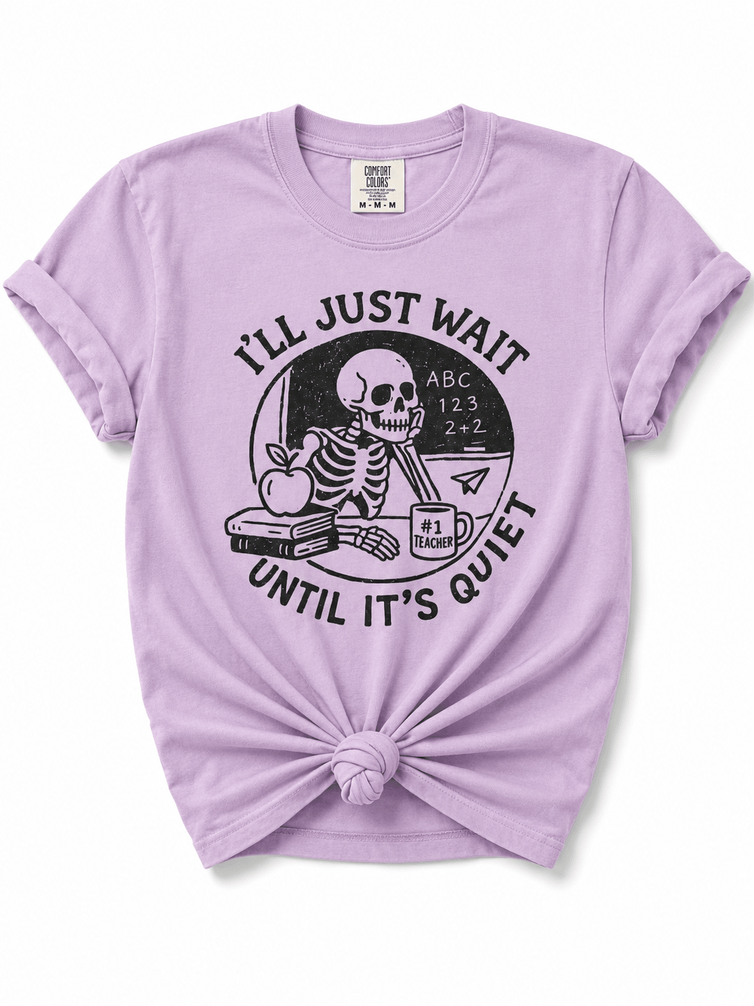 Plus/Reg Short Sleeve "I'll Just Wait Skeleton" Teacher Graphic Tee - Freckled Poppy
