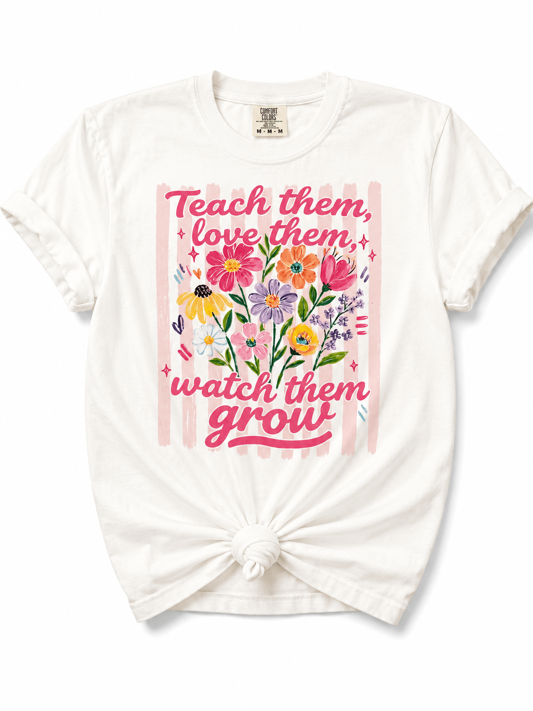 Plus/Reg Short Sleeve Watch Them Grow Floral Graphic Tee - Freckled Poppy