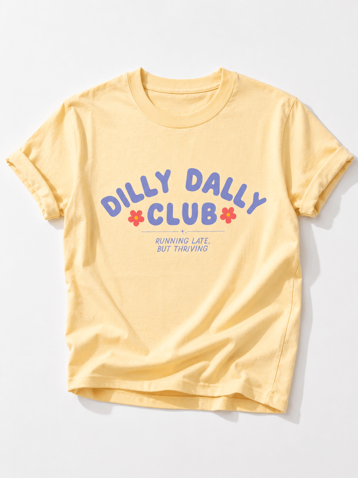 Plus/Reg Short Sleeve Dilly Dally Club Graphic Tee - Freckled Poppy