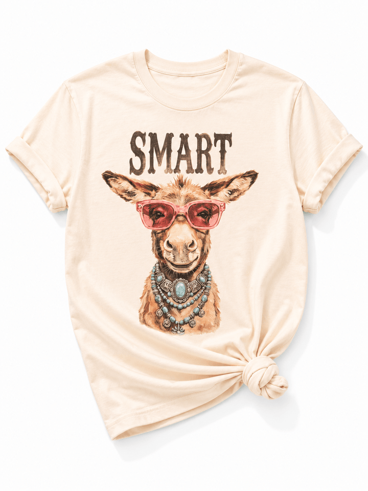 Plus/Reg Short Sleeve Glam Smart A** Western Graphic Tee - Freckled Poppy