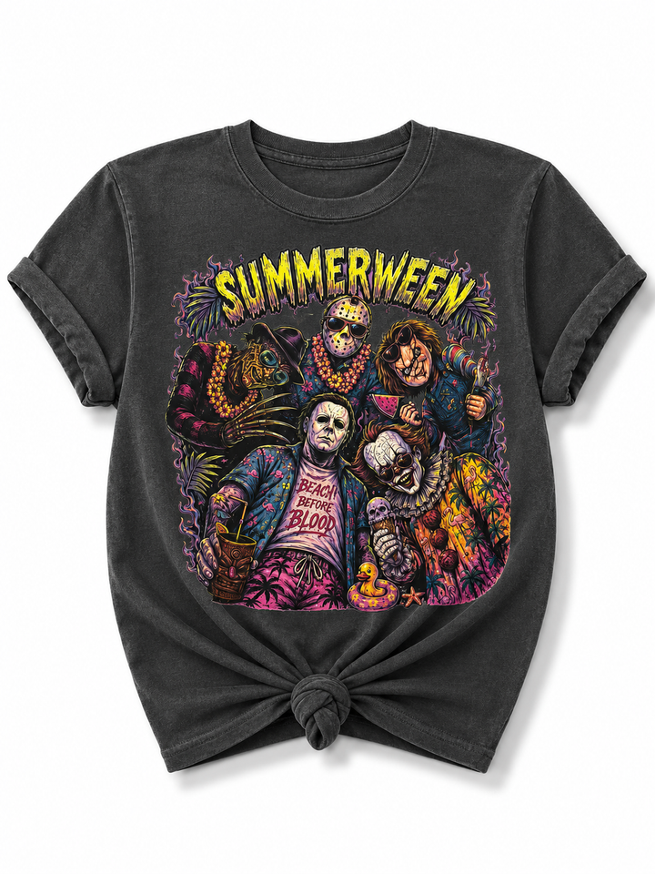 Plus/Reg Short Sleeve Summerween with Friends Horror Movie Graphic Tee