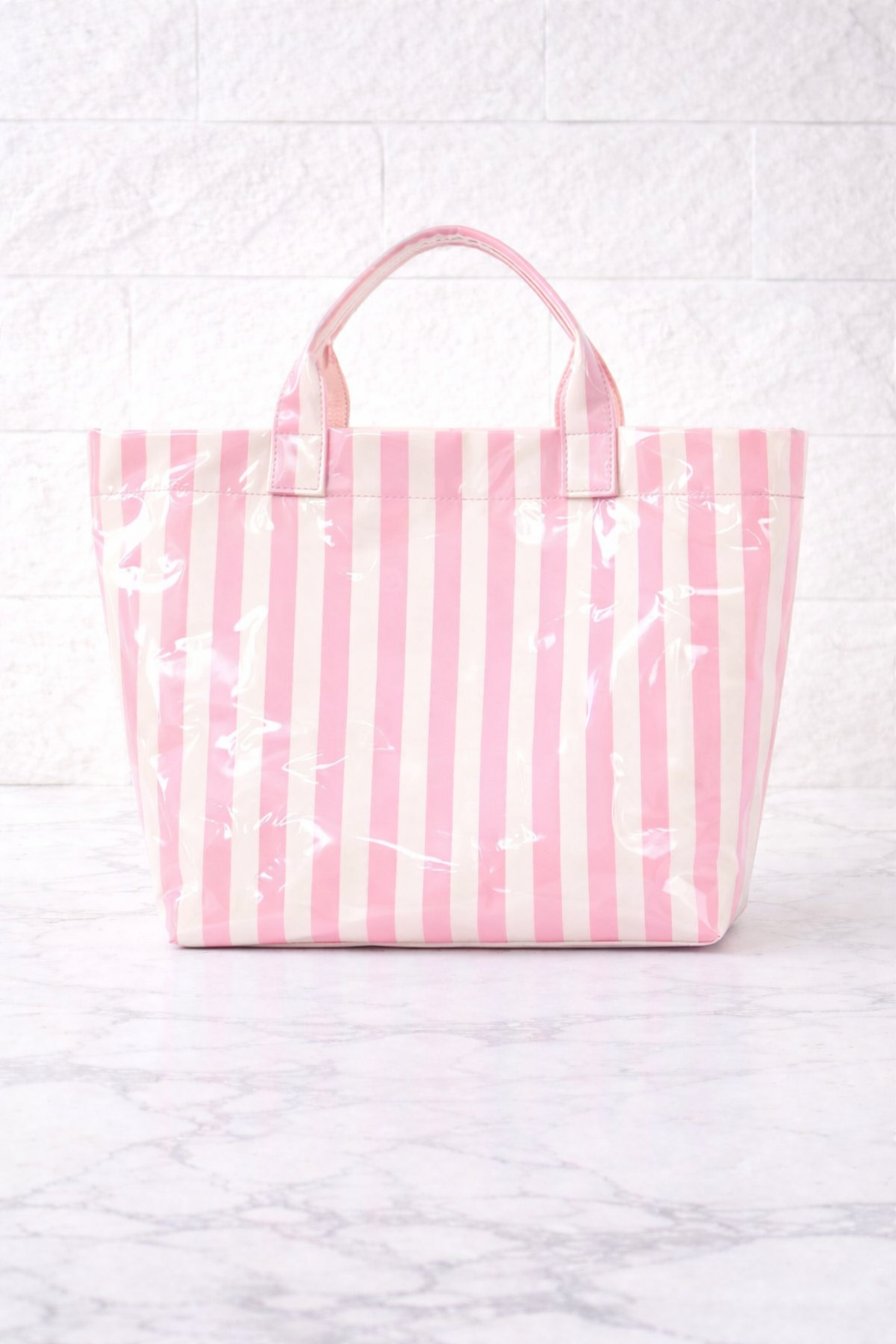 Large Striped Vinyl Tote Bags