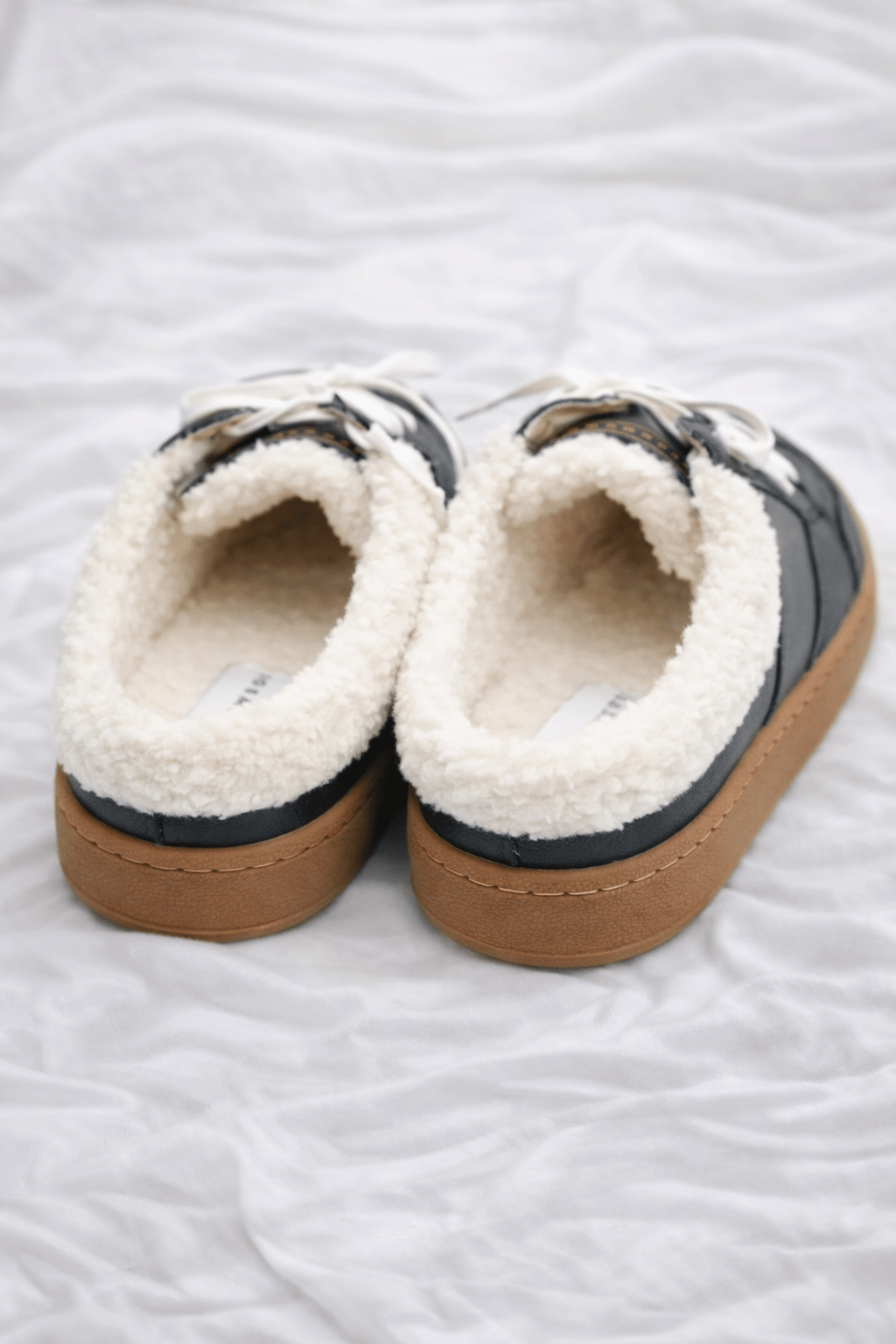 Yellow Box Shearling Lined Lace Up Mule Sneaker with Gum Sole - Freckled Poppy