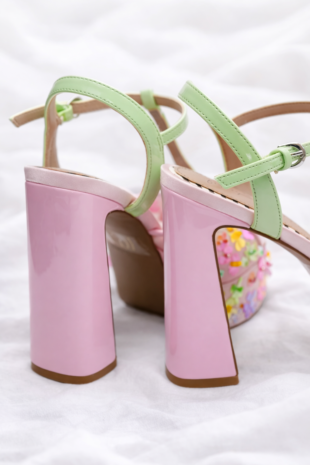 Betsey Johnson Floral Embellished Platform Block Heel