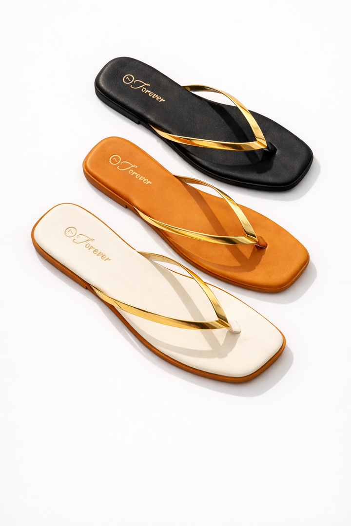 Gold Strap Thong Sandal