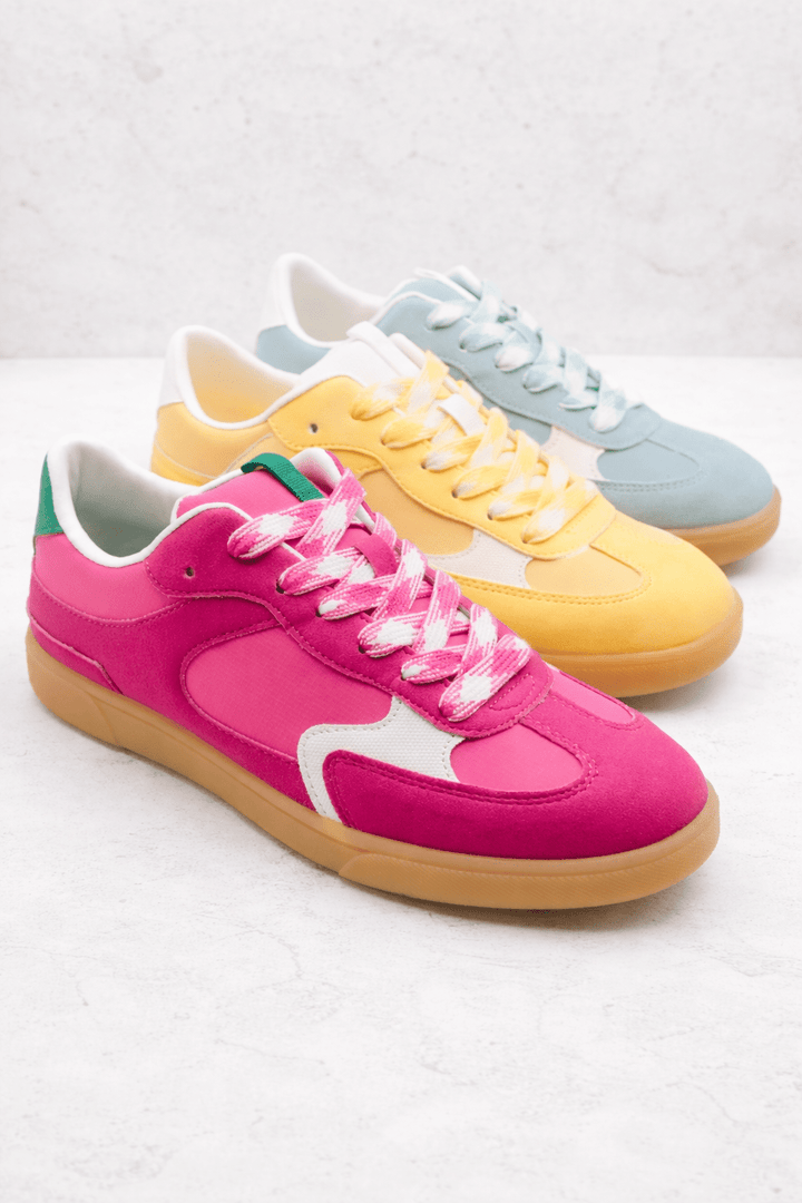 Blowfish Retro Suede Panel Lace-Up Sneakers with Gum Sole - Freckled Poppy