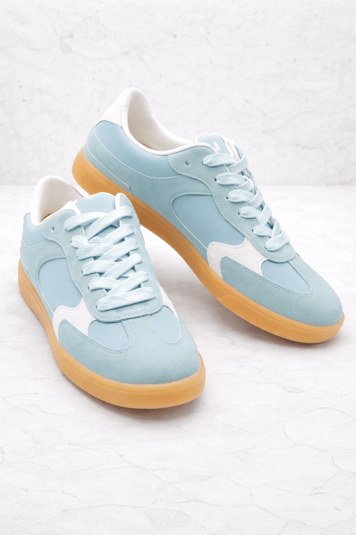 Blowfish Retro Suede Panel Lace-Up Sneakers with Gum Sole - Freckled Poppy