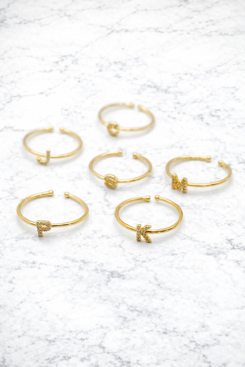 18K Gold Adjustable Initial Ring - Freckled Poppy