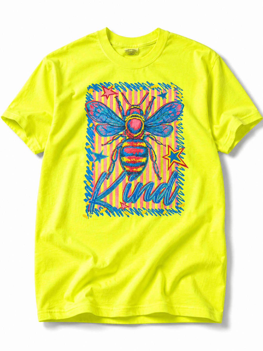 Plus/Reg Short Sleeve "Bee Kind Stars" Graphic Tee - Freckled Poppy