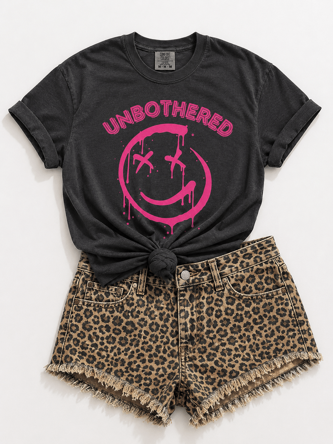 Plus/Reg Short Sleeve "Unbothered" Graphic Tee - Freckled Poppy