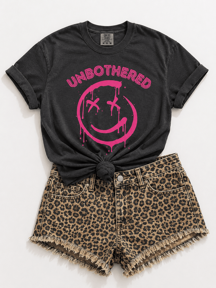 Plus/Reg Short Sleeve "Unbothered" Graphic Tee - Freckled Poppy