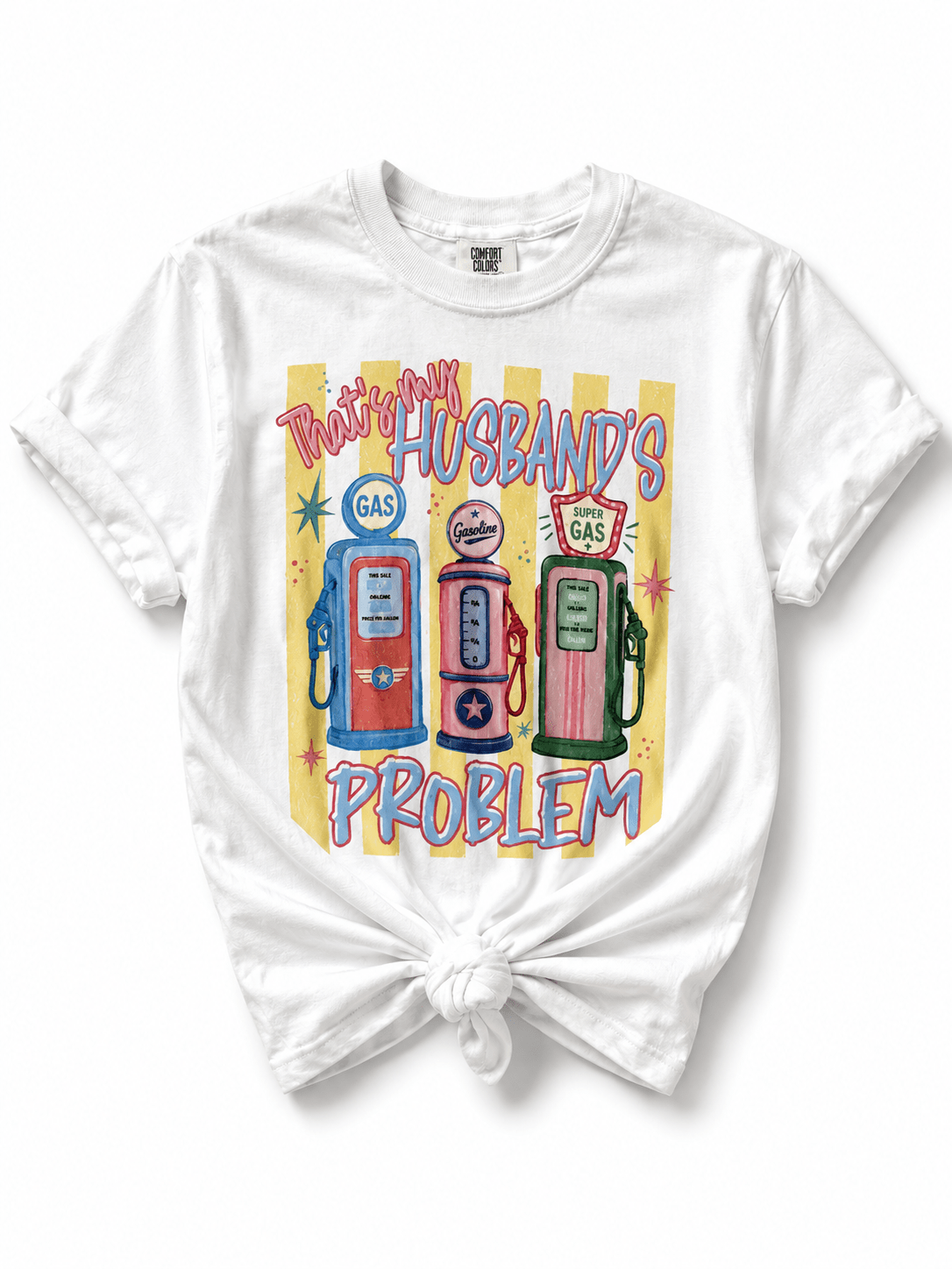 Plus/Reg Short Sleeve "That's My Husband's Problem" Graphic Tee - Freckled Poppy