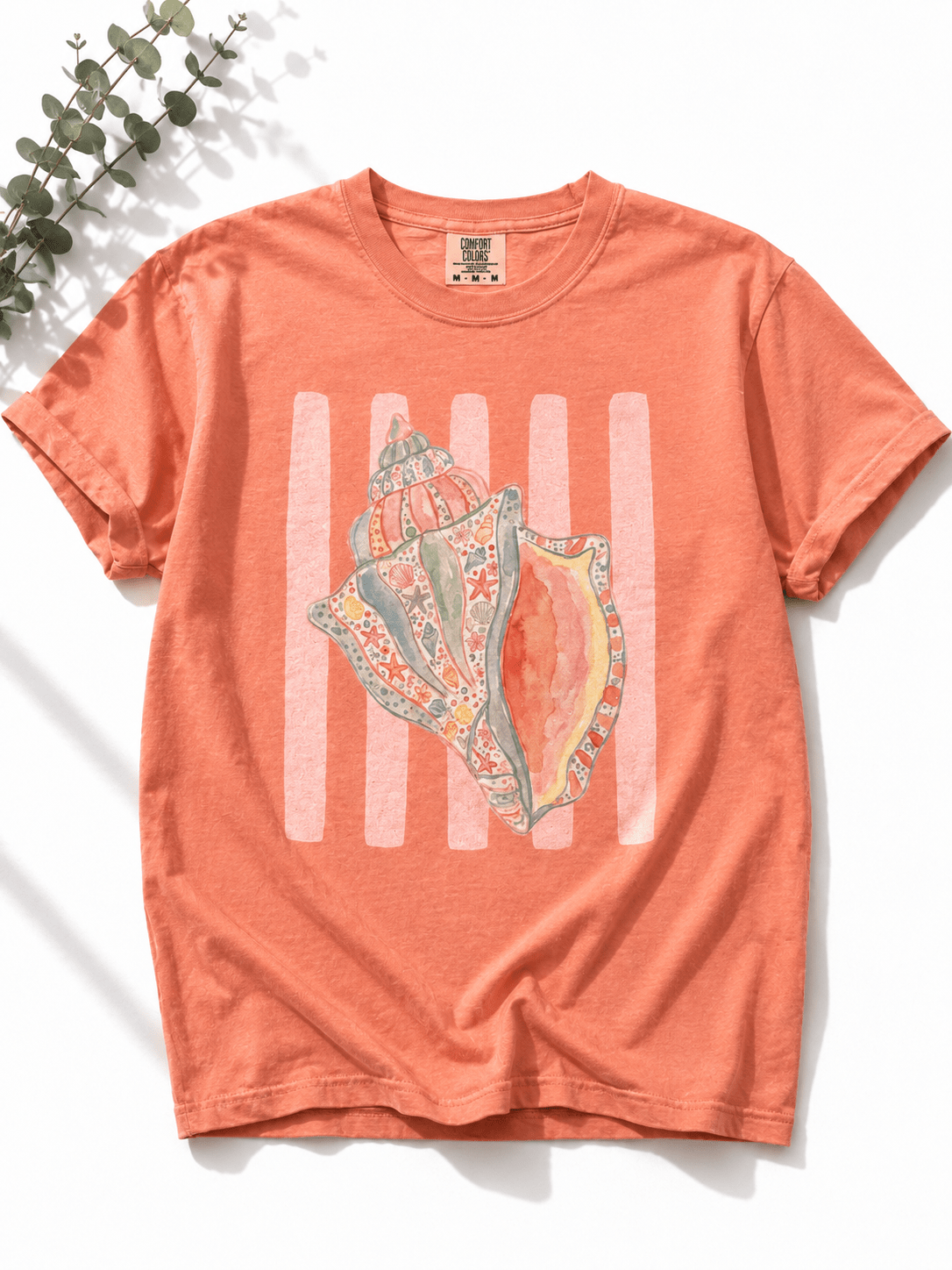 Plus/Reg Short Sleeve Seashell Graphic Tee - Freckled Poppy