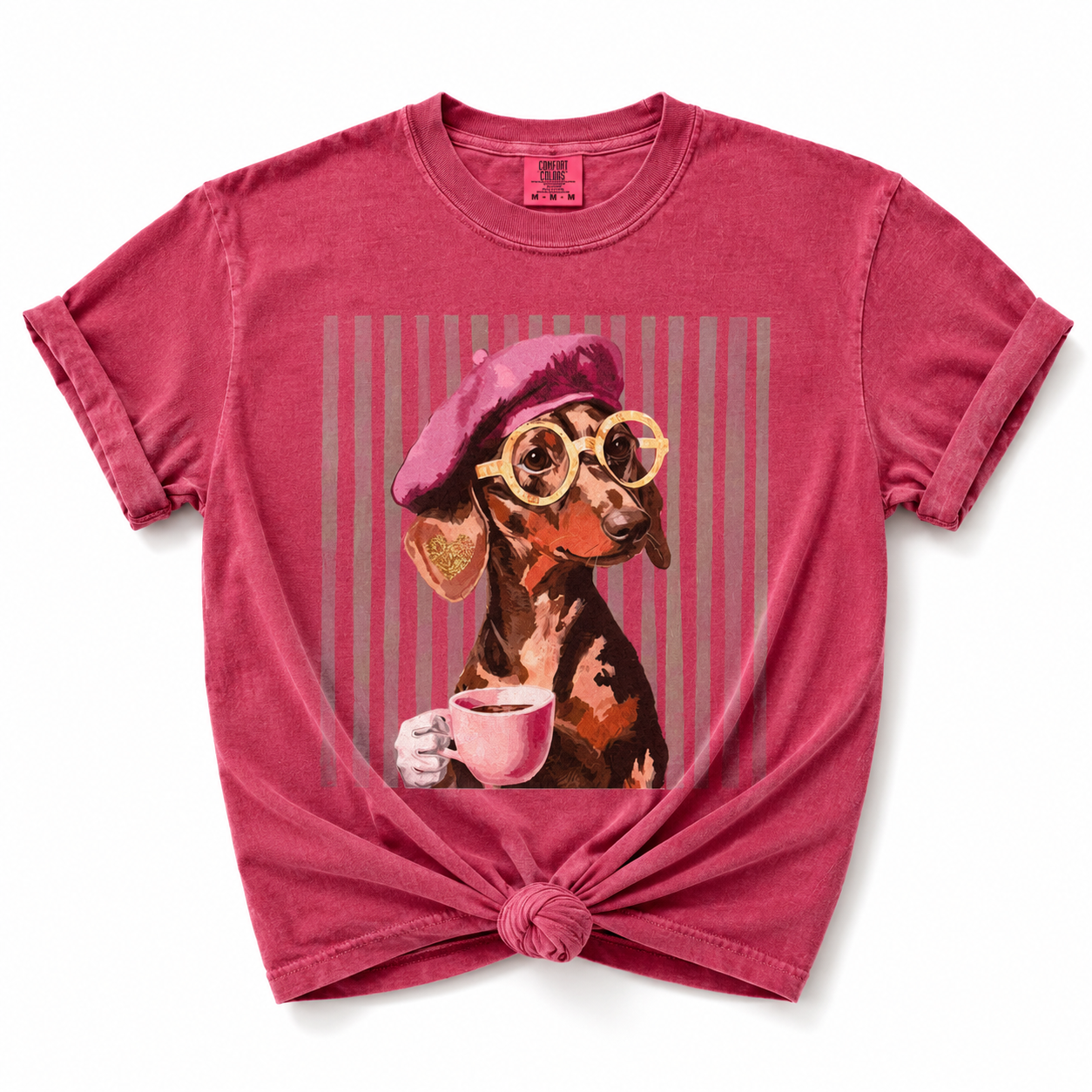 Plus/Reg Short Sleeve Bougee Coffee Lover Dachshund Graphic Tee