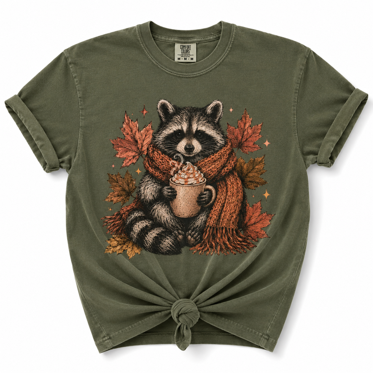 Plus/Reg Short Sleeve Pumpkin Spice Raccoon Fall Graphic Tee