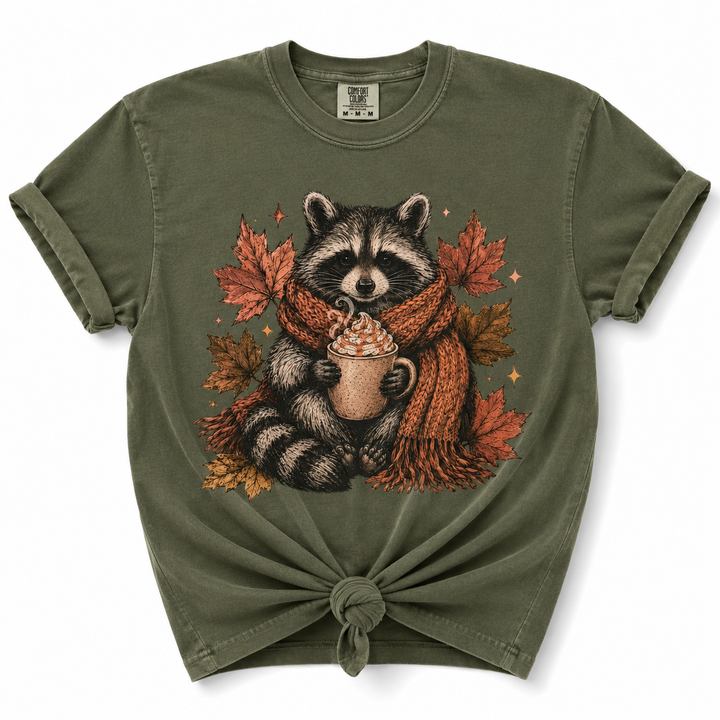 Plus/Reg Short Sleeve Pumpkin Spice Raccoon Fall Graphic Tee