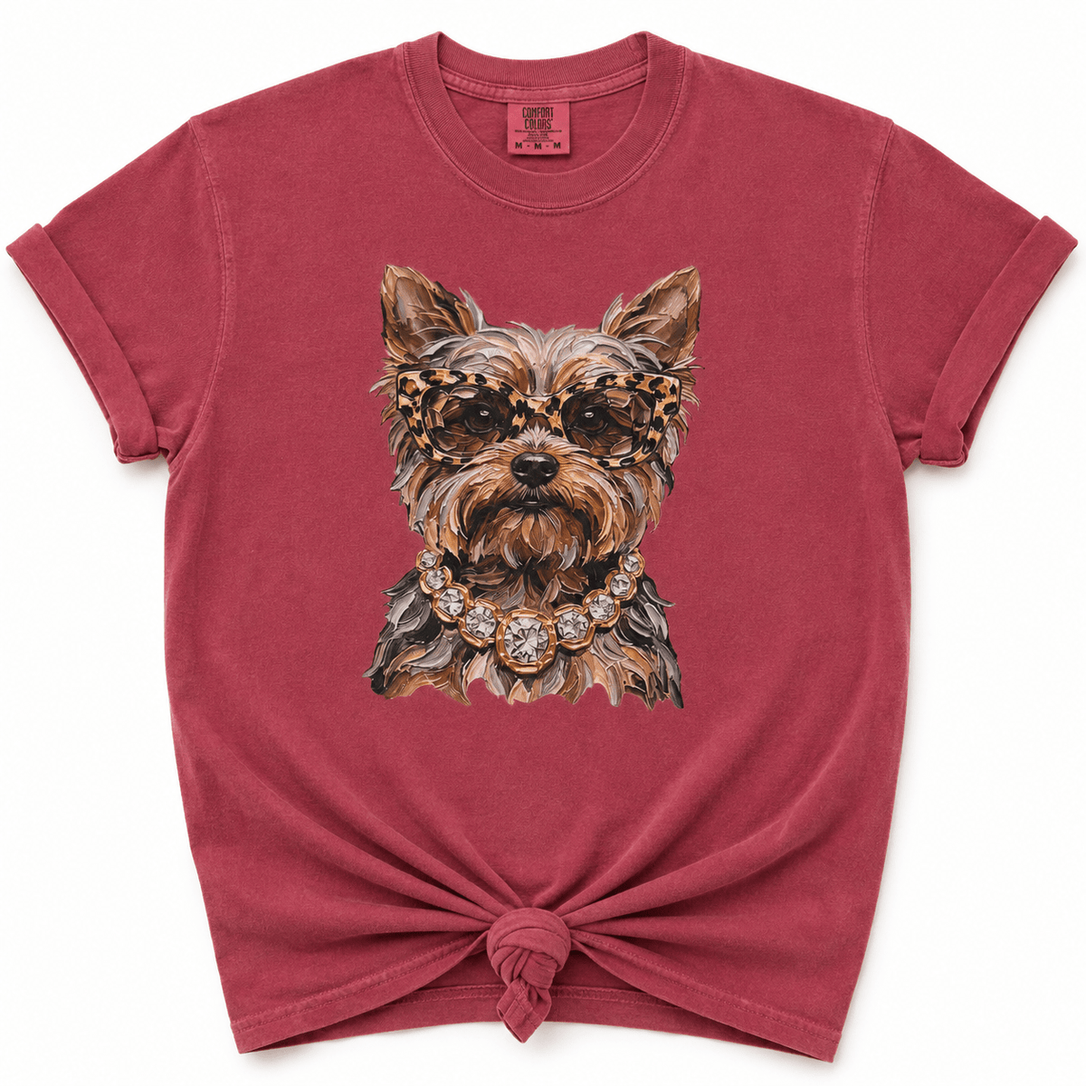 Plus/Reg Short Sleeve Glam Yorkie Graphic Tee