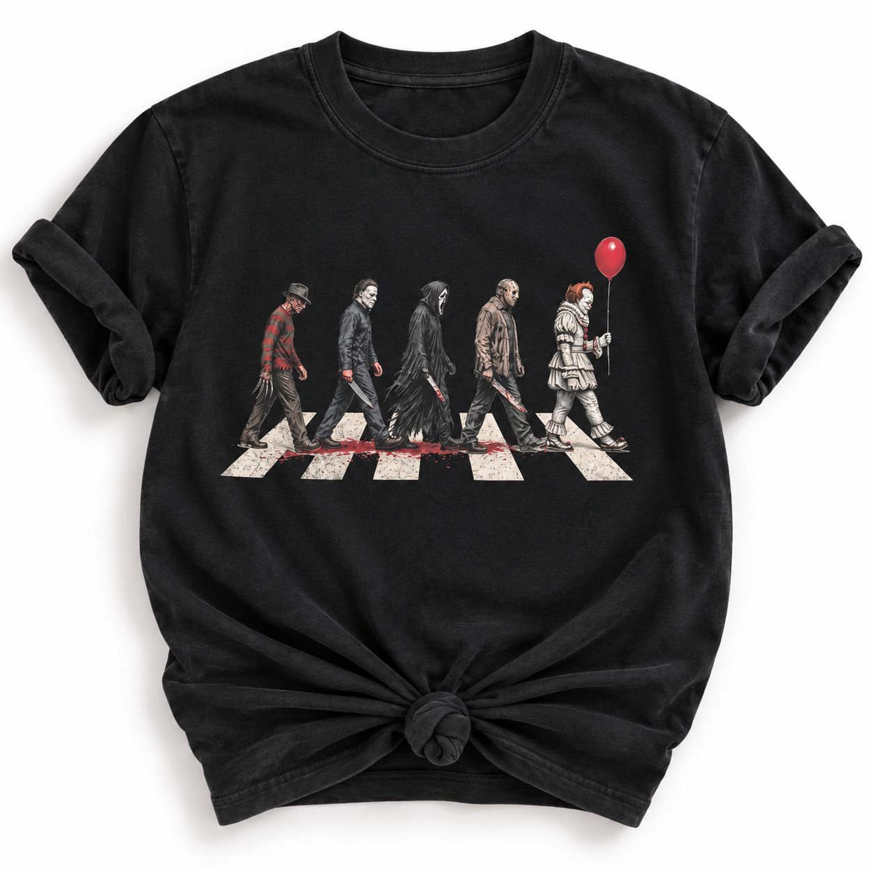 Plus/Reg Short Sleeve Horror Movie Icons Abbey Road Halloween Graphic Tee