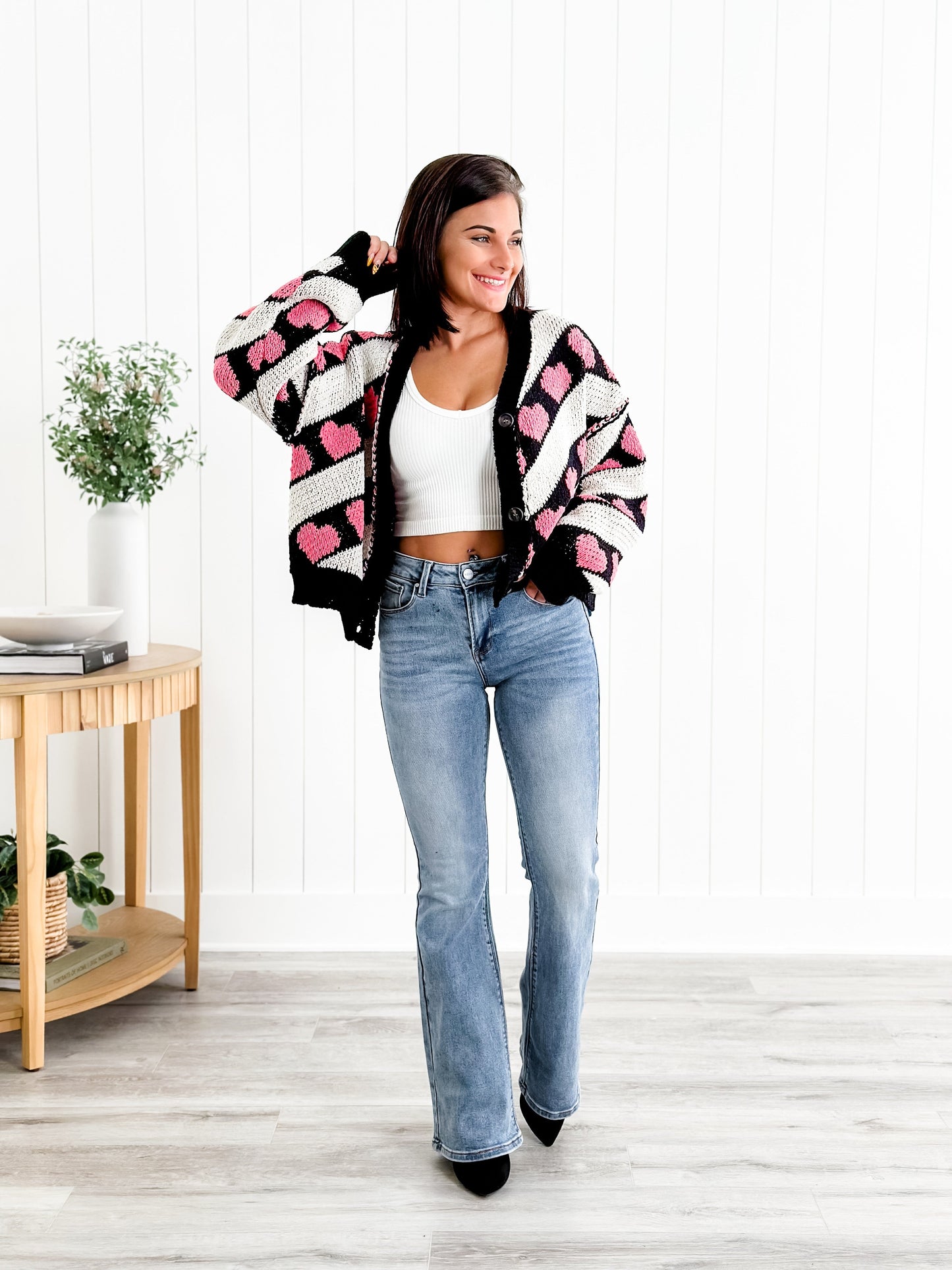 Freckled Poppy X Risen Wildest Dreams Mid Rise Medium Wash Basic Non Distressed Flare Jeans