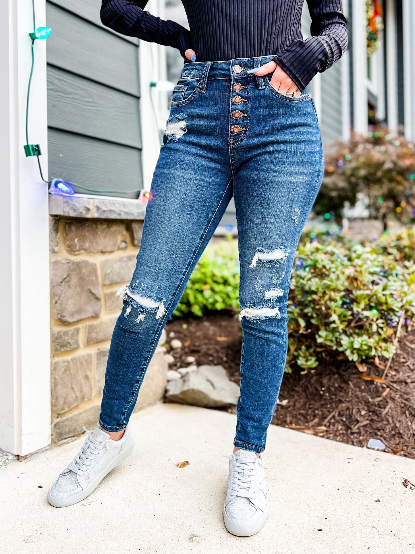 Judy Blue Mid Rise skinny Thermal Patch (Multiple Lengths)