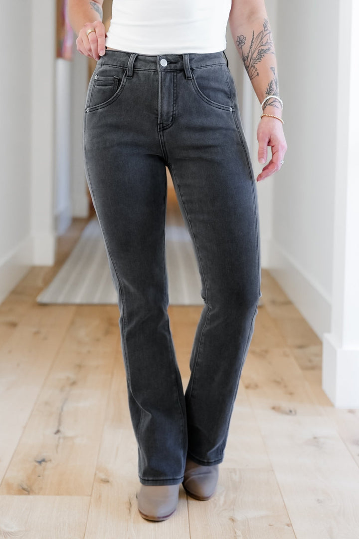 Mica High Rise Black Tummy Control Side Panel Bootcut Jeans