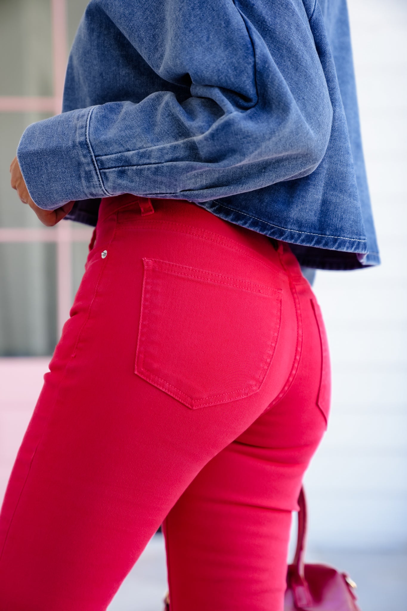 Mica High Rise Red Ankle Flare Jeans