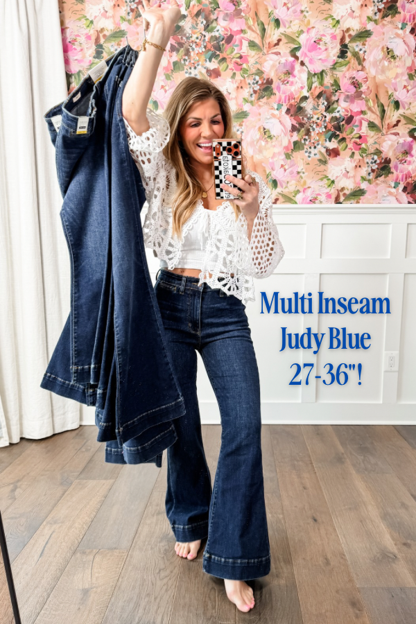 Judy Blue The Sadie Multi Inseam High Rise Dark Wash Trouser Flare Jeans