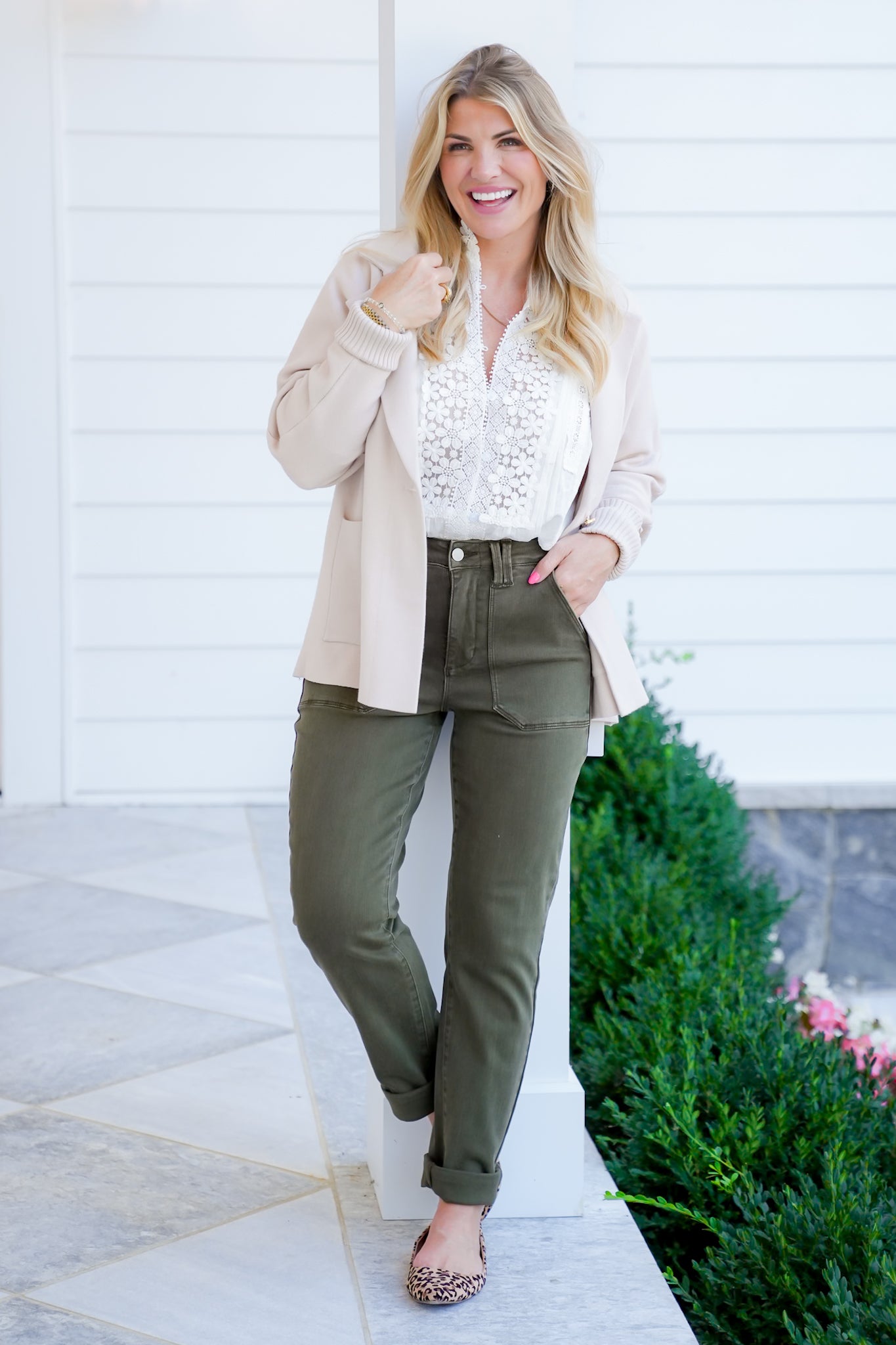 Judy Blue High Rise Green Cuffed Jeans