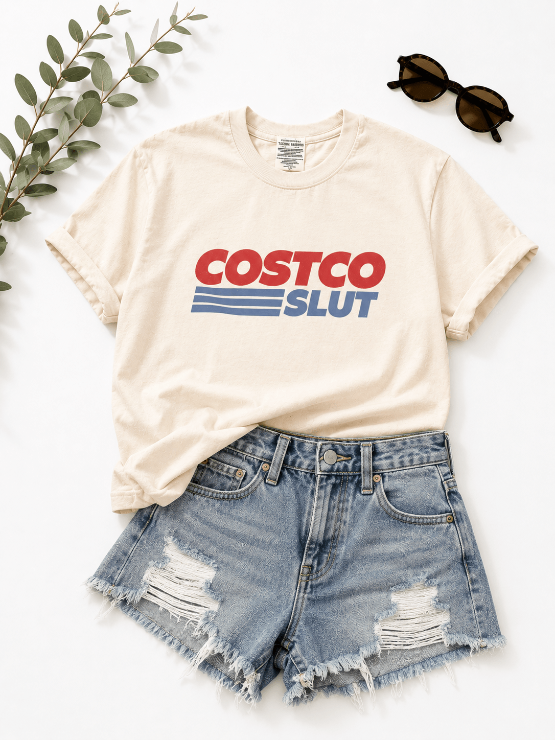 Plus/Reg Short Sleeve "Costco Sl*t" Graphic Tee - Freckled Poppy