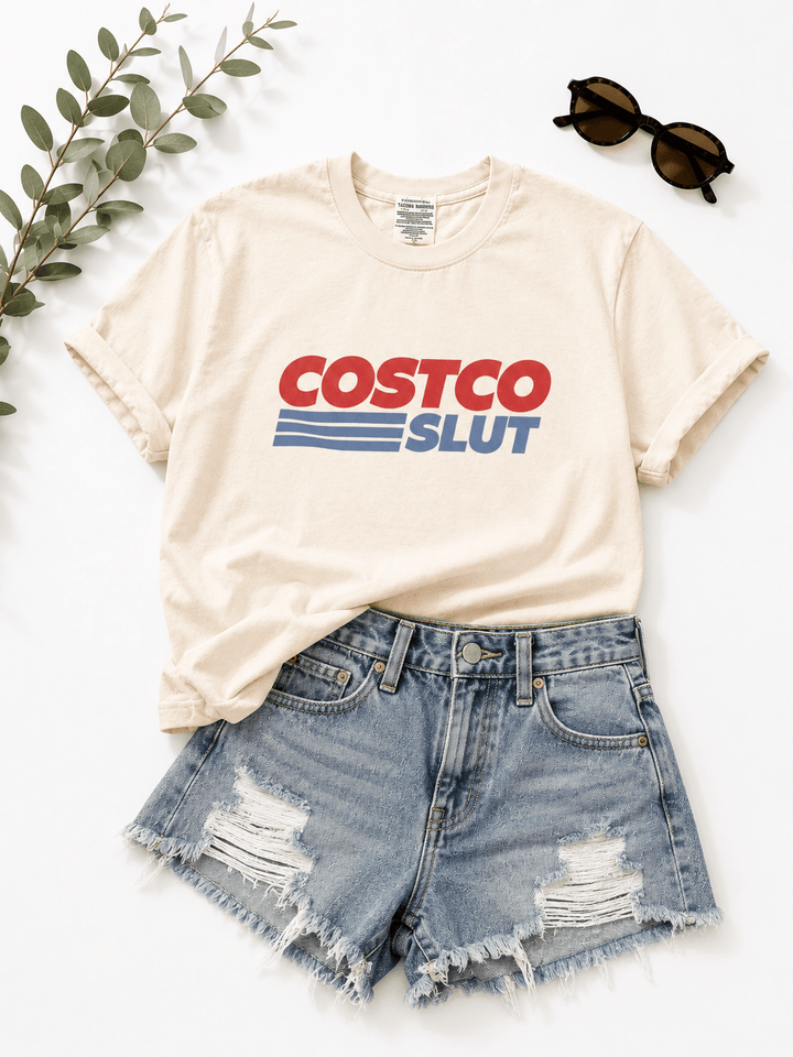Plus/Reg Short Sleeve "Costco Sl*t" Graphic Tee - Freckled Poppy