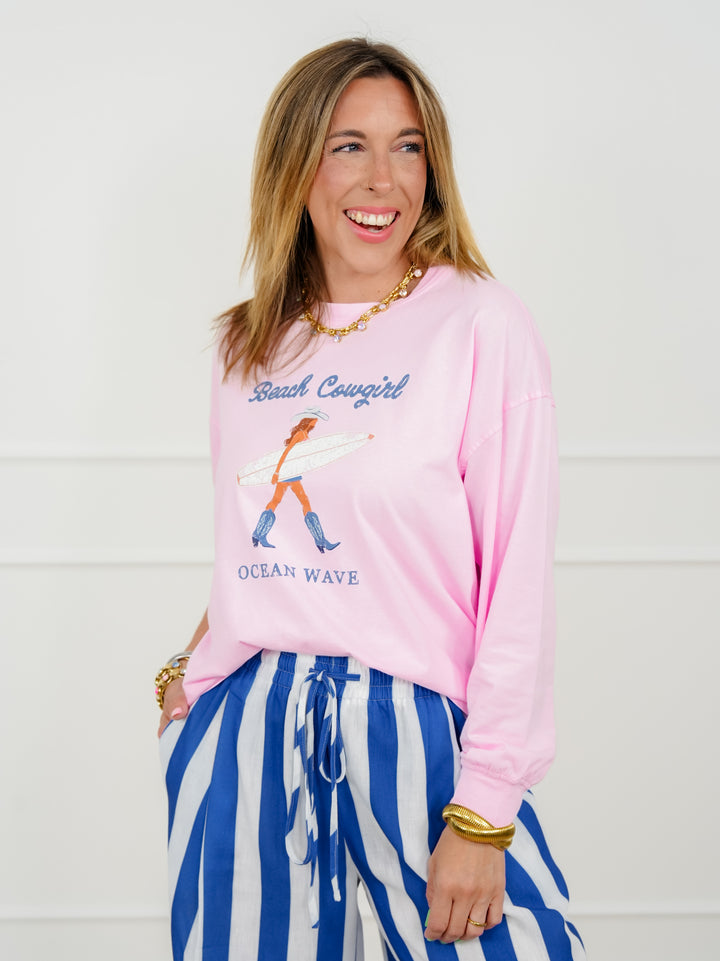 Long Sleeve "Beach Cowgirl" Graphic Tee