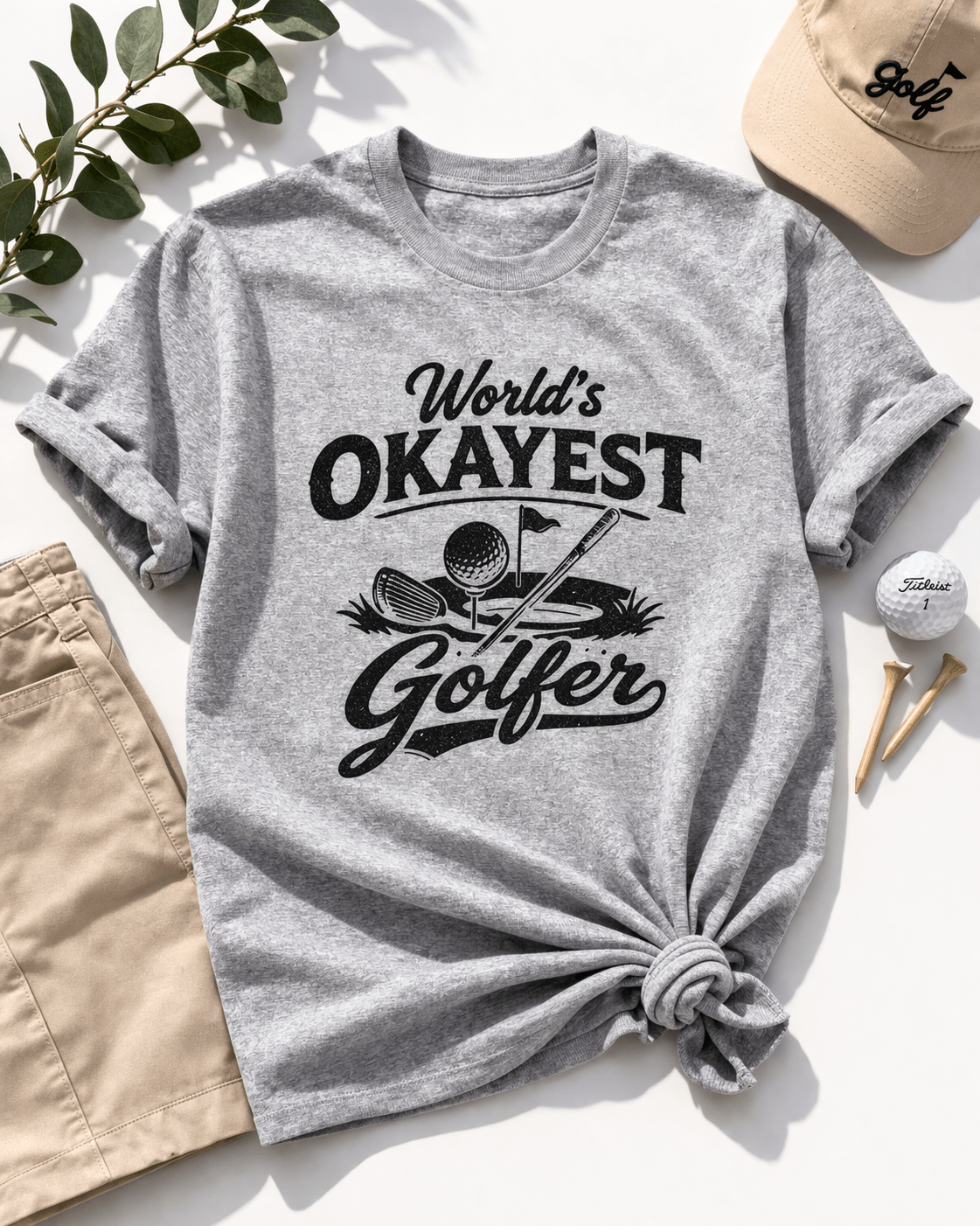 Plus/Reg Short Sleeve "World's Okayest Golfer" Graphic Tee - Freckled Poppy