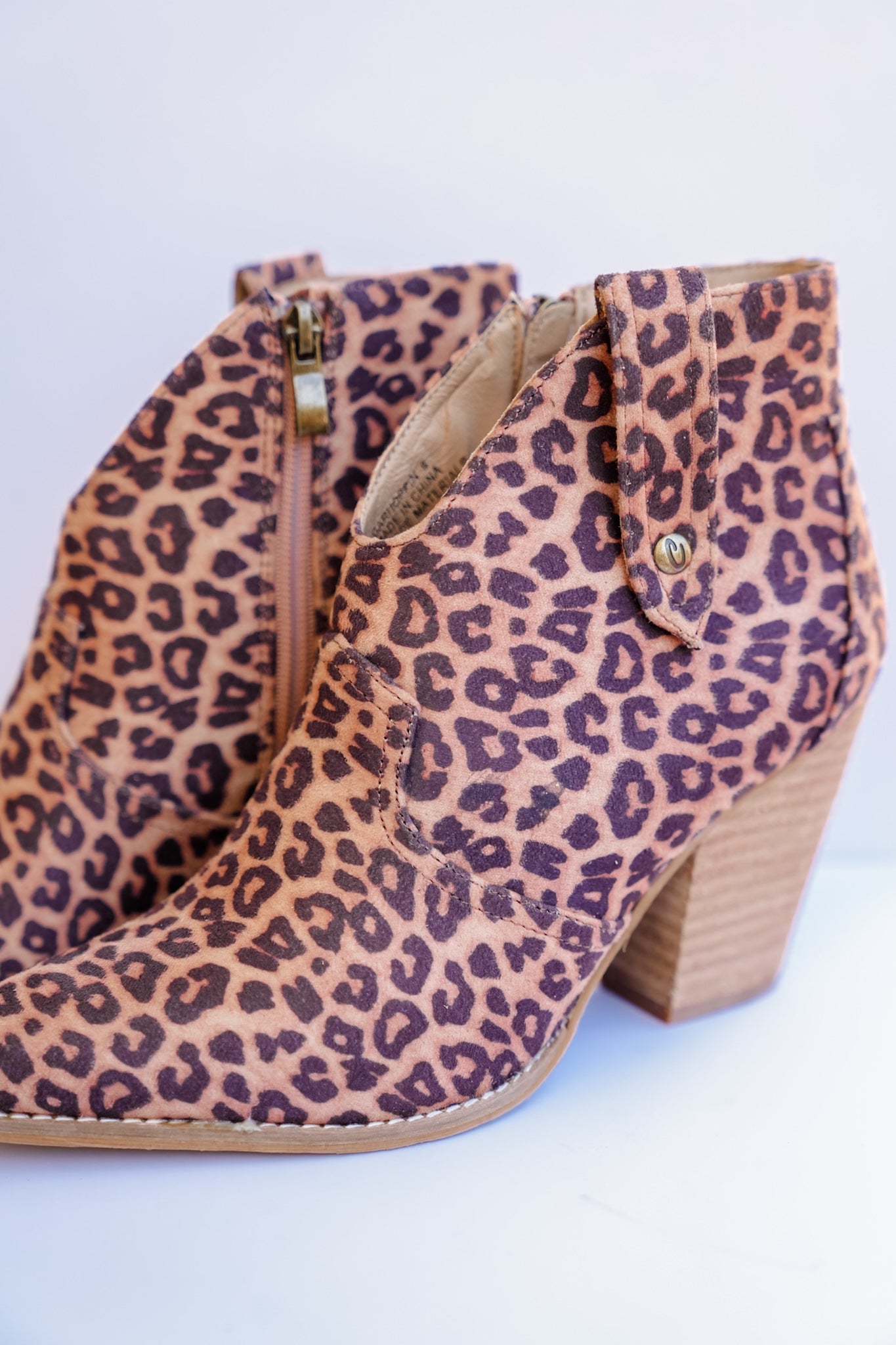 Corky's "Bar Hoppin" Animal Print Western Side Pull Tab Stacked Heel Bootie
